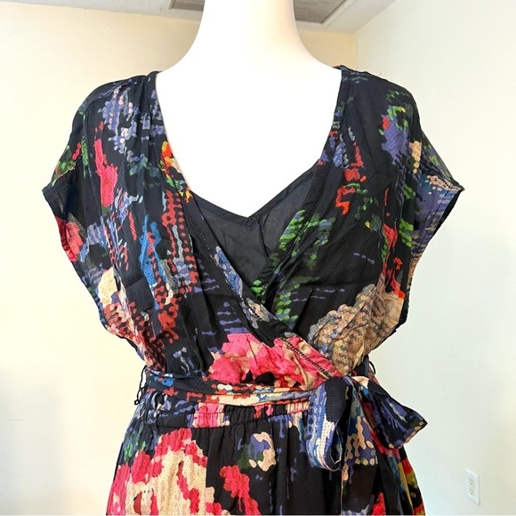 Anthropologie Astrid Needlepoint Floral Pockets V-Neck Dress Modal bobo size M - Picture 4 of 13